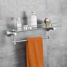 DNSJB Mensola in Vetro temperato per Bagno, 304 Acciaio Inossidabile Senza Foratura 1 scaffale di stoccaggio a File, mensola per Bagno mensola per Il Bagno