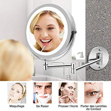 10 x specchio ingrandimento luminoso da parete, specchio da bagno, specchio da trucco, a parete, a LED, a due lati, di ricarica tramite batteria (non inclusa).