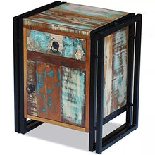 Festnight Comodino Camera da Letto stile Vintage in Legno Massello Anticato con Cassetto
