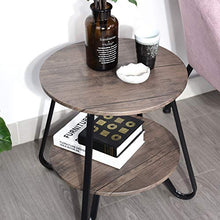MEUBLE COSY - Comodino rotondo con contenitore scandinavo industriale, design moderno, marrone, 46 x 46 x 45 cm