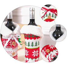 NUOBESTY Copertura della Bottiglia di Vino di Natale con La Renna Albero di Natale Fiocco Rosso Peluche Bianco Polsino della Pelliccia del Faux Tessuti Non Tessuti Copertine per