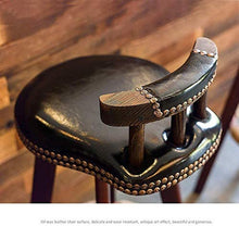 WZX Sgabelli da bancone da Cucina Sgabello Alto retrò in Legno massello Set di 2 durevoli in Pelle Sgabello da Bar a Quattro Gambe Sgabello in Lino Traspirante Altezza Facile