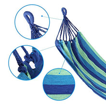 KJLM Single/Double Outdoor Garden Cotton Camping Hammock-Perfect per Campeggio e all'aperto o Giardini e Viaggi (Blu 210x80)