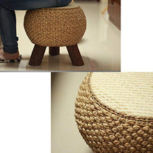 ZCRFY Panca per Scarpe Rotonda Poggiapiedi Lavorato A Mano Panca in Legno di Paglia Rattan per Balcone Divano Tavolino da Giardino,B+33cm