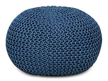 Soma Pouf da Esterni, 100% Impermeabile, Effetto Maglia Grossa, Ø 55 cm, Extra Alto 37 cm, per Esterni (Larghezza x Altezza x Lunghezza), 55 x 37 x 55 cm, Blu