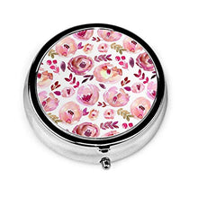 Contenitore rotondo per pillole per San Valentino, rosa, magenta, rosso, astratto, con 3 scomparti, per medicina e vitamine, per viaggi all'aperto