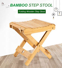 æ— Sgabello pieghevole in legno di bambù, sgabello pieghevole in legno, sgabello da cucina, sgabello pieghevole in bambù resistente, sgabello portatile in legno per bagno, picnic, spiaggia e campeggio