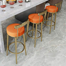 GYPPG Breakfast Barstool Kitchen Chair Textile Linen Upholstered Round Seat with Backrest And Footrest/Bistro Coffee/Gold Legs,Max Load 440lb(Orange)