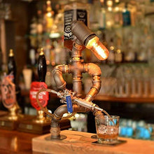 Steampunk - Lampada industriale per vino, dispenser di vino, scaffale per vino e versatore, in ferro industriale, stile retrò, per camera da letto, soggiorno, sala da pranzo, bar
