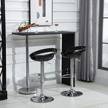 homcom Set 2 Pezzi, Sgabello da Bar Girevole con Poggiapiedi e Altezza Regolabile in Metallo e ABS Nero, 46x41x76-96 cm