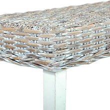 Lechnical Pratica Panca da Interni, Panca in Legno massello di Mango Rattan 160 x 35 x 45 cm (Larghezza x profondità x Altezza) -Bianco