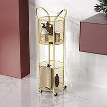 BLWX LY Cestello portaoggetti con Ruote ， Carrello Multiuso cilindrico in Ferro a 2 Piani ， Ripiani Bagno ， for casa, Cucina, Ufficio (Color : Gold)
