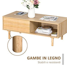 HOMCOM Tavolino da Salotto Caffè Stile Nordico con Anta e Vano Aperto, Mobile Basso Moderno Colore Legno, 110x50x41.5cm