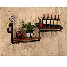 Portabottiglie da parete - Portabottiglie in vetro - Scaffali galleggianti - Arredamento per scaffali - Portabottiglie industriale rustico in metallo - Portabottiglie da parete LOFT - 120x20x50cm