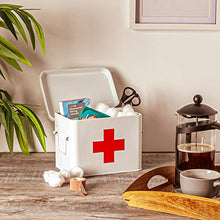 Harbour Housewares Vintage First Aid Bagagli Scatola Metallica - Piazza Metal Box ermetico Seal - Bianco