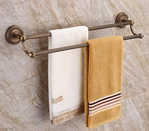 MBYW Portasciugamani Moderno Alto carico Portasciugamani Elegante da Bagno Mensola portaoggetti Porta Asciugamani, Rame, Stile Vintage, Doppio portasciugamani da Bagno, Montaggio a Parete, 55 cm