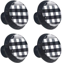 Black Buffalo Check Plaid Pomelli per Porta Set di 4 Pomelli per Mobili Manopole per Cassetti Cucina Armadio Vetro