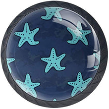 Motivo a stella marina blu Pomelli per Porta Set di 4 Pomelli per Mobili Manopole per Cassetti Cucina Armadio Vetro