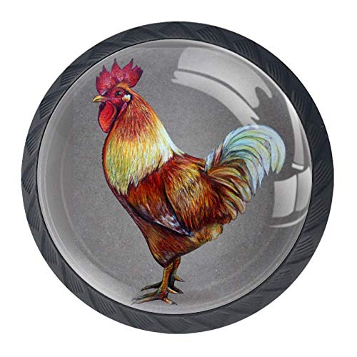 Wetia Pittura del Gallo per la Cucina di casa Armadio Armadio Armadio Nero 3,5 x 2,8 cm