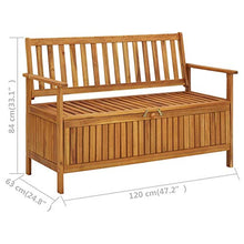 Qnotici Panca da Giardino con vano Contenitore 120 cm, Box Contenitore, mobili da Giardino, Panca in Legno, Panca, Cuscino Box, Legno massello, Acacia