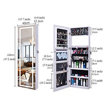 JN Armadietto per Gioielli, Organizer con Serratura, con LED, Specchio per Trucco da Appoggio, Archiviazione per Organizzatore, per Anelli Orecchini Bracciali Cosmetici, Bianco