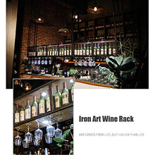 Armadietto del Vino Organizzare Bar da Cucina Portabottiglie Appeso Arte in Ferro Porta calici Capovolto Legno massello Sospeso Decorazione mensola Appassionato di Vino 2 Livelli/Cantine