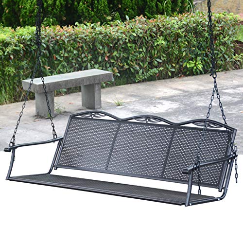 Outdoor furniture Sedia a Dondolo sospesa per Esterni Altalena in Metallo, panchine con Schienale sospeso sulla terrazza del Giardino, Amaca per Sedia a Dondolo con Catena sospesa