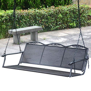 Outdoor furniture Sedia a Dondolo sospesa per Esterni Altalena in Metallo, panchine con Schienale sospeso sulla terrazza del Giardino, Amaca per Sedia a Dondolo con Catena sospesa