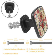Set di 4 pezzi con maniglia quadrata per armadio da cucina, credenza, cassettiera, cassettiera, con viti, per cucina, comò, armadietto, bagno, guardaroba floreale