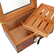 DZSF Cedar Cigar Humidor con umidificatore e igrometro, Grande capacità di Legno Solido Cigar Humidor Serratura incorporata Cigar Box di stoccaggio con Glasstop