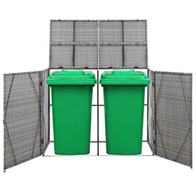 Ausla Copribidone per Spazzatua Polyrattan, Copribidone Doppio Spazzatura Antracite, 153x78x120cm
