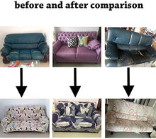 Copridivano Elasticizzato Fodera per Divano con Corda Fissa per 1/2/3/4 Posti Fodere , Stampa di Fiore viola Sofa Mobili Protettore Copertura + 2 federe per Cuscini (4 Posti225-290cm)
