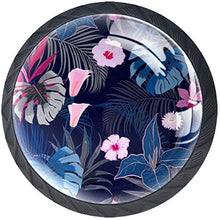 Fiori e foglie tropicali Pomelli per Porta Set di 4 Pomelli per Mobili Manopole per Cassetti Cucina Armadio Vetro