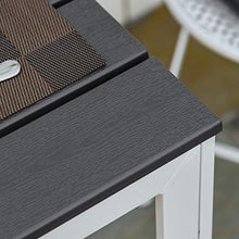 Outsunny Tavolo da Giardino Quadrato con Piano Effetto Legno, Arredamento da Esterno Grigio Scuro e Bianco, 78x78x74cm