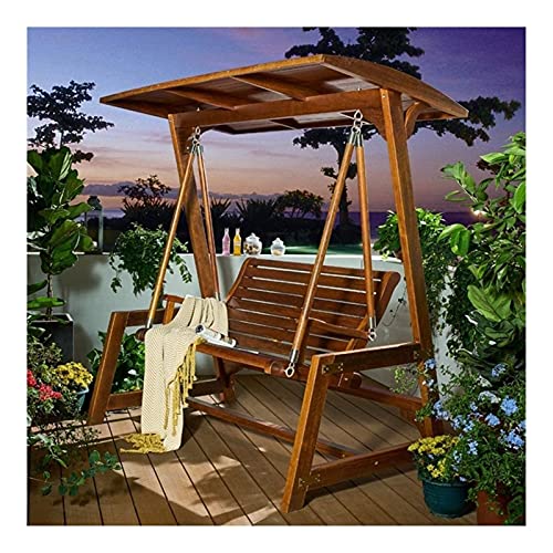 HLZY Grande aliante all'aperto con Supporto, Swing Portico con Supporto Arredo Esterno Sedia da Esterno all'aperto, Tutta la Protezione Solare Impermeabile in Legno massello Doppia terrazza a Dondolo