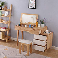 DD&QG Sgabello Imbottito,Arte del Legno Camera da Letto Tavolo da Toeletta Scrivania con Cassetti,Grande capacità di Storage,Tavolo da Trucco con Flip Top Mirror-C-2 PCS 100x45x75cm(39x18x30inch)