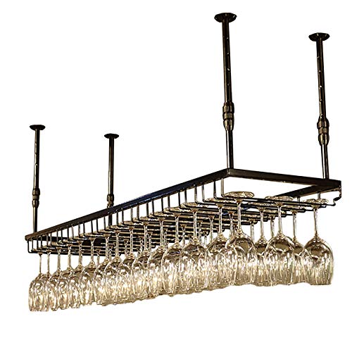 Rastrelliere per bicchieri da vino Black-Holders Stemware / bottiglia di vino, decorazioni tazze di appendiabiti per la casa e la barra della cucina, altezza regolabile: 30 - 60 cm (90x35 cm) Organizz