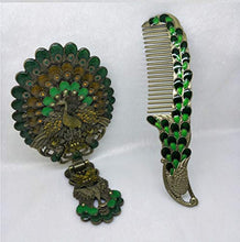 WM Pettine E Specchio 2 Pezzi retrò Pieghevole Specchio Trucco Peacock Metallo Portatile Piccolo Specchio Pettine Set Regalo mirror-10.20