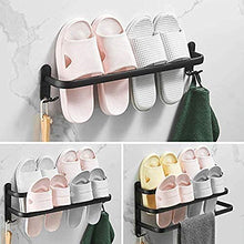 Portasciugamani da parete,Nero 3 strati Porta asciugamani da bagno Spazio alluminio Porta asciugamani autoadesivo con doppi ganci Usato per bagno Balcone cucina Portasciugamano/Scarpiera(70CM