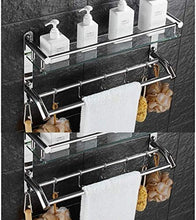 Great Coat Ganci, Mensole bagno 2-Livello in acciaio inox cosmetici Mensola e 7 mm di spessore vetro temperato mensola del bagno Sospensione Telaio con 3 ganci e 5 ganci del telaio Tieni la grande vit