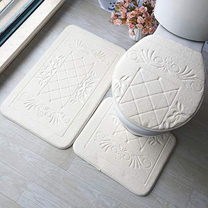 LZYMLG Tappetino da Bagno in Flanella per Ingresso Bagno in Tre Pezzi Tappetino Antiscivolo Assorbente per Bagno Set di Cuscini Bianco 50 * 80 cm 50 * 40 cm 43 * 38 cm