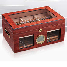WZHZJ Desktop Humidor, Cedar divisore, e Brass Ring Vetro igrometro, detiene l'80 a 100 sigari