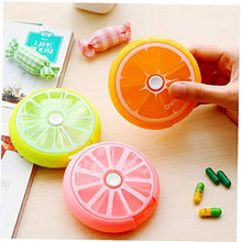 Portable pillola rotante 7 giorni settimanali Holder dell'organizzatore della medicina di Viaggio Tablet di immagazzinaggio della cassa della scatola Dispenser stile sveglio di frutta (arancione)