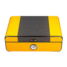 FxsD Cigar Box, Legno di Cedro Cigar Box, umidità costante, Mellow, Insetto-Resistente, inodore, Partitioned Cigar Box, con igrometro e umidificatore ## (Color : Yellow)