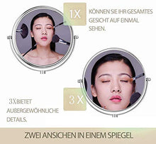 Specchio, Specchio da Bagno con luci a LED a Parete, Specchio per Il Trucco di vanità Touch Screen con ingrandimento 10x, Specchio da Barba Girevole a 360 ° e allungabile, Specchio cosmetico per Spa