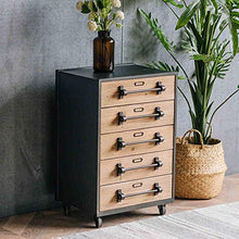 Oupai Tavolini Comodino, Industriale Vento Tavolino Retro Tavolino Camera da Letto Comodino Governo di Immagazzinaggio 5 Cassetti 18 × 13 × 27 Pollici per Soggiorno Camera da Letto