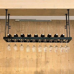 Rastrelliere per bicchieri da vino Portabicchieri da soffitto in ferro battuto, regolabile in altezza, supporto per calice appeso, bar / ristorante / caffetteria decorazioni per decorazioni per vino,