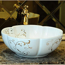 lilili Lavabo da Appoggio Lavandino del Bacino del Controsoffitto for Bagno in Porcellana Bacino Artistico for Lavabo (Color : One Set)