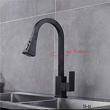 Rubinetto per Lavabo da Cucina, Miscelatore per Lavabo, Rubinetto da Cucina Monocomando in Ottone con Doccetta Spray, Girevole A 360 °, Finitura Nero Opaco A Sette Strati Premium