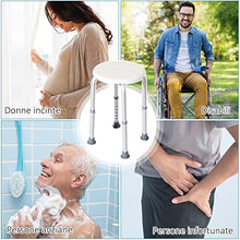 HOMCOM Sgabello da Doccia, Sedile da Bagno, Ausilio Rotondo Altezza Regolabile 8 Posizioni Antiscivolo